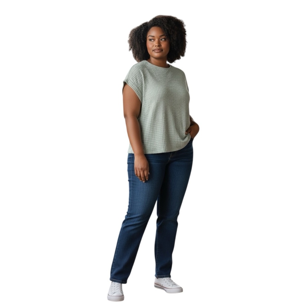 ZARA Short Sleeve Stretchy Waffle Kit Top With Open Tie Back size 13-14
